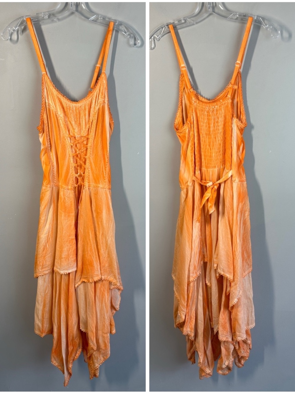 NWT Lapogee Womens Orange Fairy Corset Asymmetrical Renaissance Faire Dress S/M